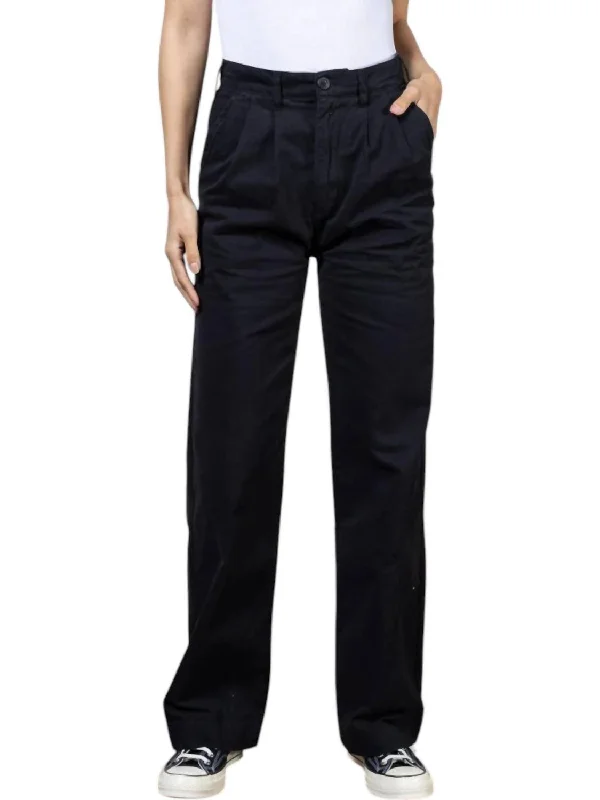 Tight trousers for women with side slits and ankle-length design for chic style -Ellery High Rise Wide Leg Trouser In Black