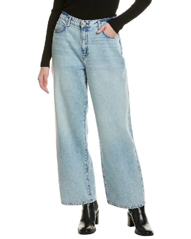 High-waisted tight trousers for women with flare leg and retro aesthetic -Triarchy Ms. Miley Striped Medium Indigo Baggy Jean