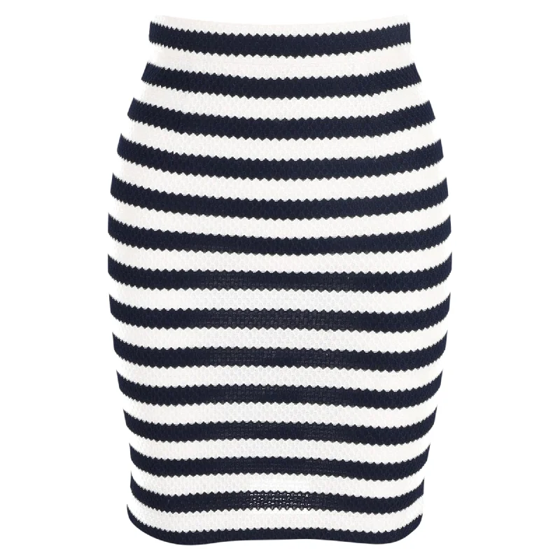 Mother's Day Dresses for Gift -Diane von Furstenberg Striped Bandage Skirt in White Cotton