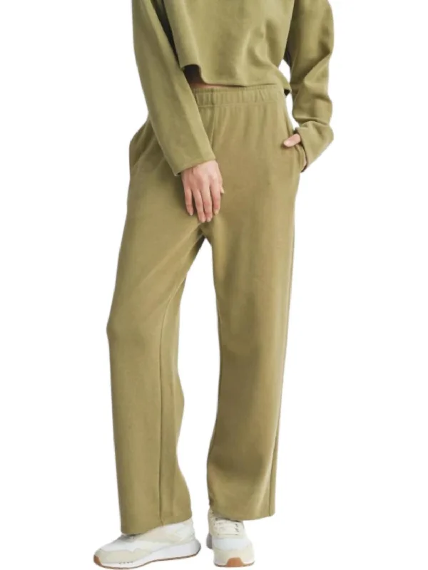 Tight trousers for women with cropped style and chic, modern finish -Relaxed Stay Wide Leg Sweat Pants In Dark Sage