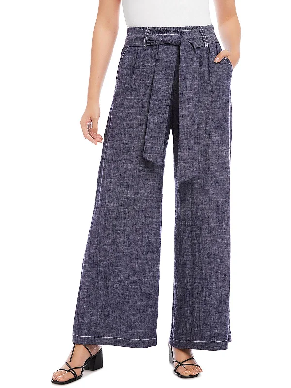 Urban tight trousers for men with street-style influence and sharp tailoring -Womens Linen Blend High Rise Wide Leg Pants