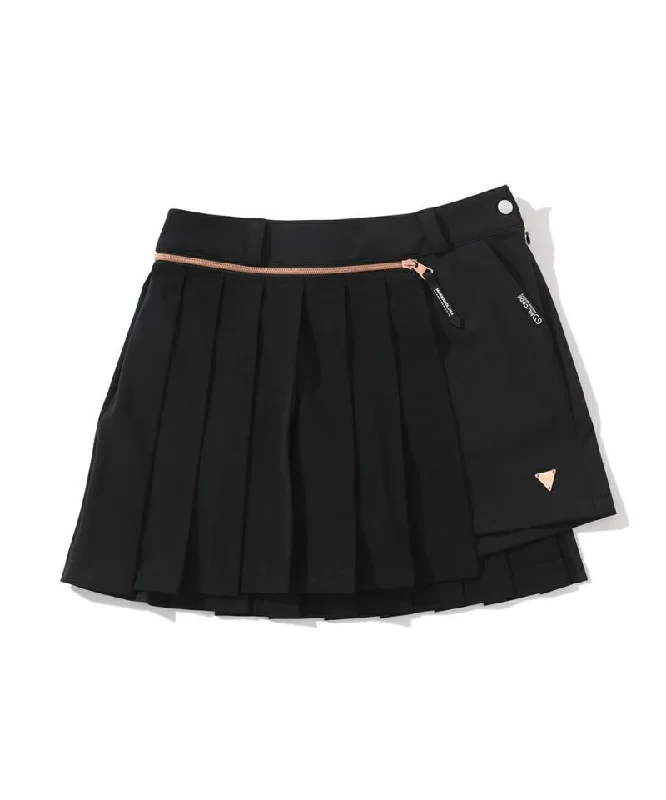 Classic khaki shorts for men with a versatile design for casual or semi-formal wear-Women's Detachable Pleated Skirt/two Way Shorts Black