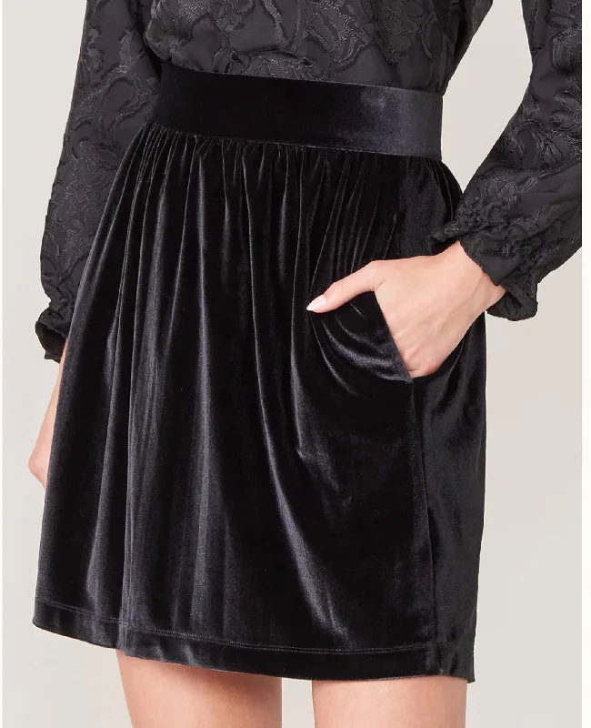 Modern Dresses for Trendy -Gianna Stretch Velvet Skirt In Black