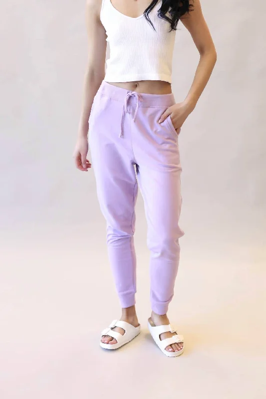 Tapered tight trousers for women with ankle-length fit and minimalist style -Solid Sweat Jogger In Dusty Lavender