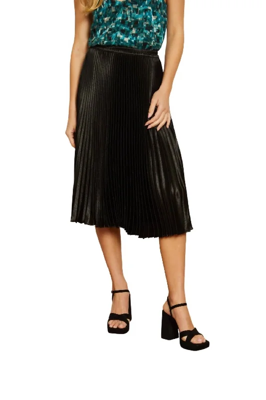 Hippie Dresses with Beads -Mia Shiny Woven Skirt In Black