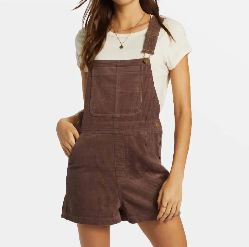 Skinny fit tight trousers for women with minimalistic design for clean look -Sand Canyon Corduroy Overalls In Kona