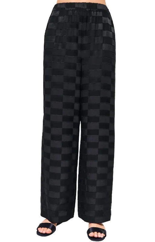 Pleated tight trousers for women with vintage-inspired design and modern twist -Medina Burnout Wide Leg Pant In Black