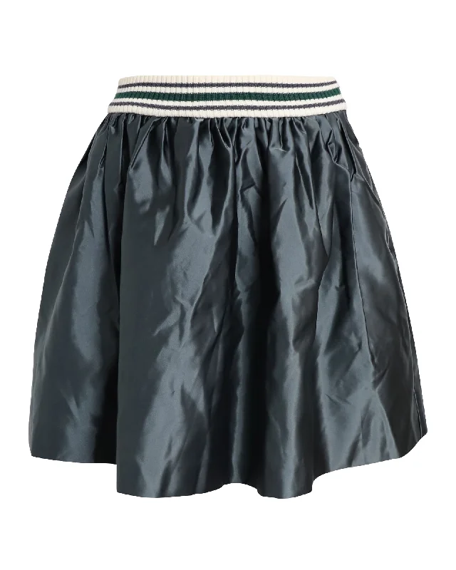 Elastic Dresses for Fit -Miu Miu Full Mini Skirt in Green Polyamide