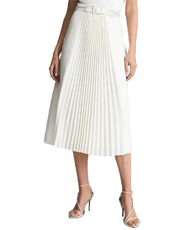 Studded Dresses for Statement -Reiss Drew Contrast Pleat Midi Skirt