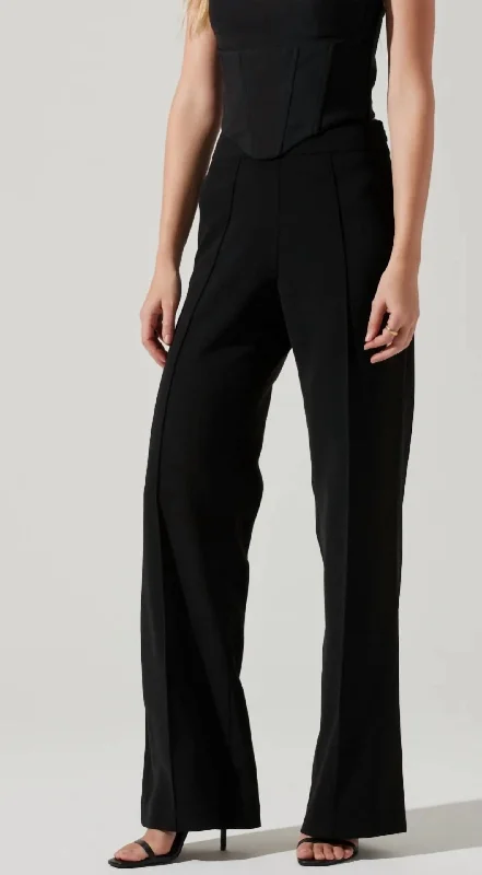 Printed tight trousers for women with bold patterns and eye-catching designs -Madison High Waist Pintuck Trouser Pants In Black