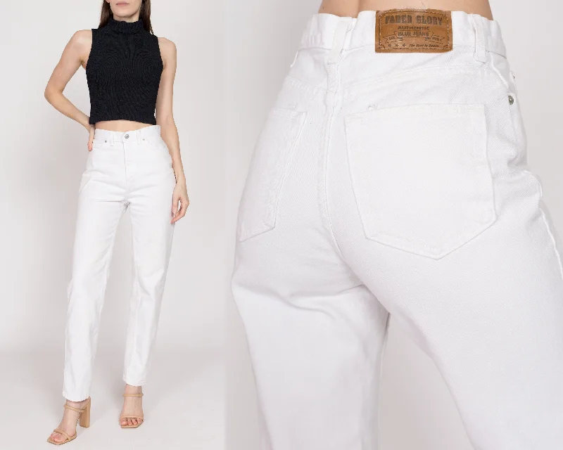 Five Pocket Jeans for Storage -Small 90s White High Waisted Jeans 27"