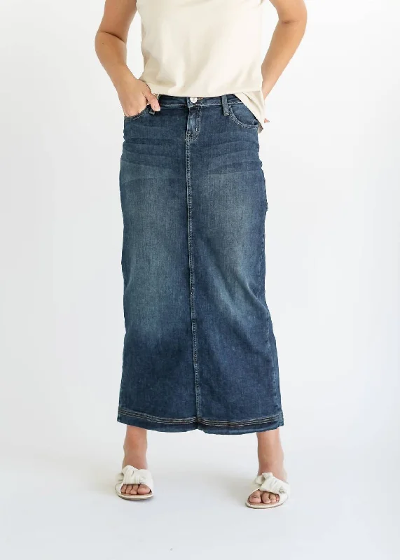 Wool Dresses for Warmth -Bria Maxi Skirt In Denim