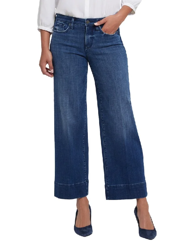 Straight-leg tight trousers for men with sharp crease and streamlined design -NYDJ Teresa Moonlight Wide Leg Jean