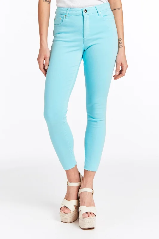 Affordable Jeans for Budget -Mona - High Rise Color Denim Skinny Crop Fray