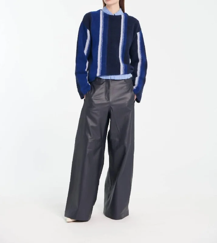 Versatile tight trousers for women with fold-over waist for adjustable comfort -Vanda Leather Pant In Midnight