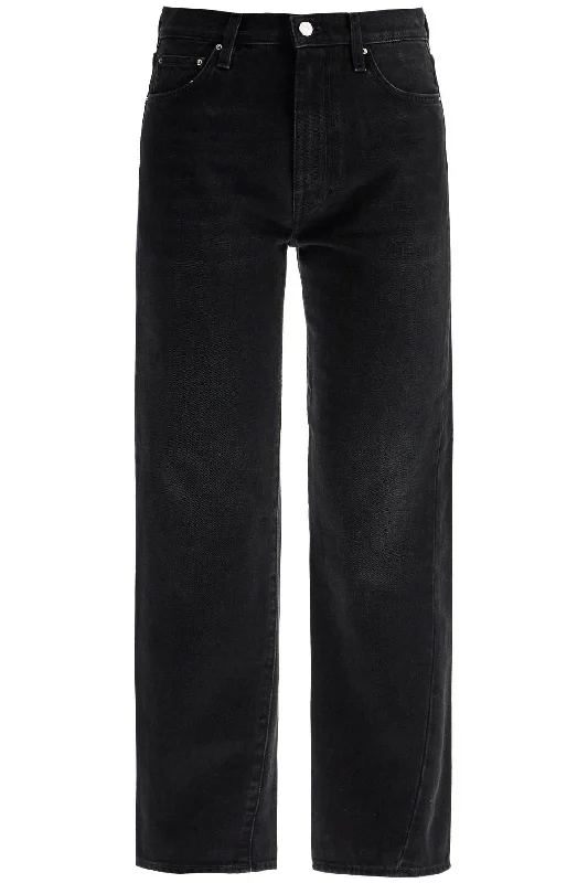 High-rise tight trousers for women with side zippers for easy styling -Toteme Women's Faded  Organic Cotton Jeans With Twisted Seams