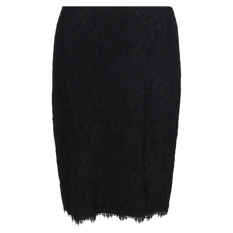 Birthday Dresses for Celebration -Diane Von Furstenberg Scalloped Pencil Skirt in Black Polyester