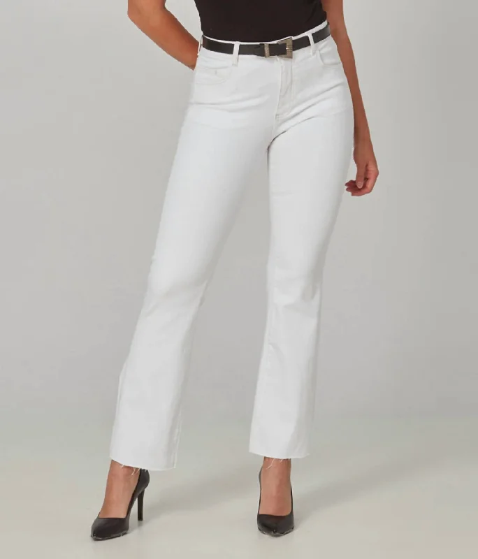 Tight trousers for women with side slits and ankle-length design for chic style -Billie High Rise Bootcut Jeans In White