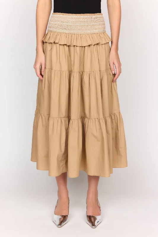 Punk Dresses with Spikes -Leah Midi Skirt In Khaki