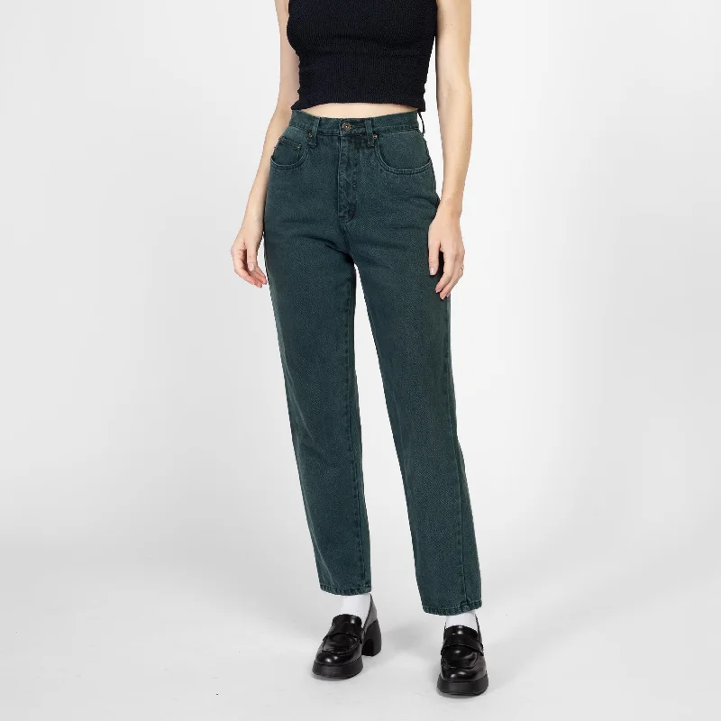 Boyfriend Jeans for Relaxed -Small 90s Forest Green High Waisted Jeans 26"