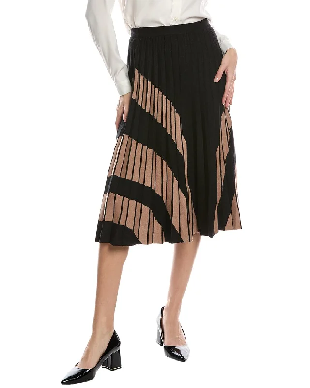 Tight fit trousers for women with ankle-length design and modern appeal -T Tahari Pull-On Side Stripe Flare Rib Skirt