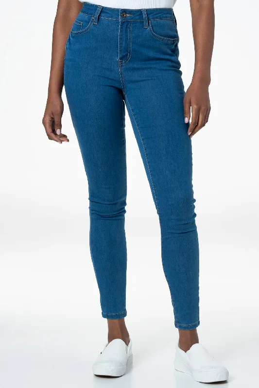 Distressed Jeans for Edgy Style -Rf01 Mid-Rise Skinny Jeans _ 140838 _ Mid Wash