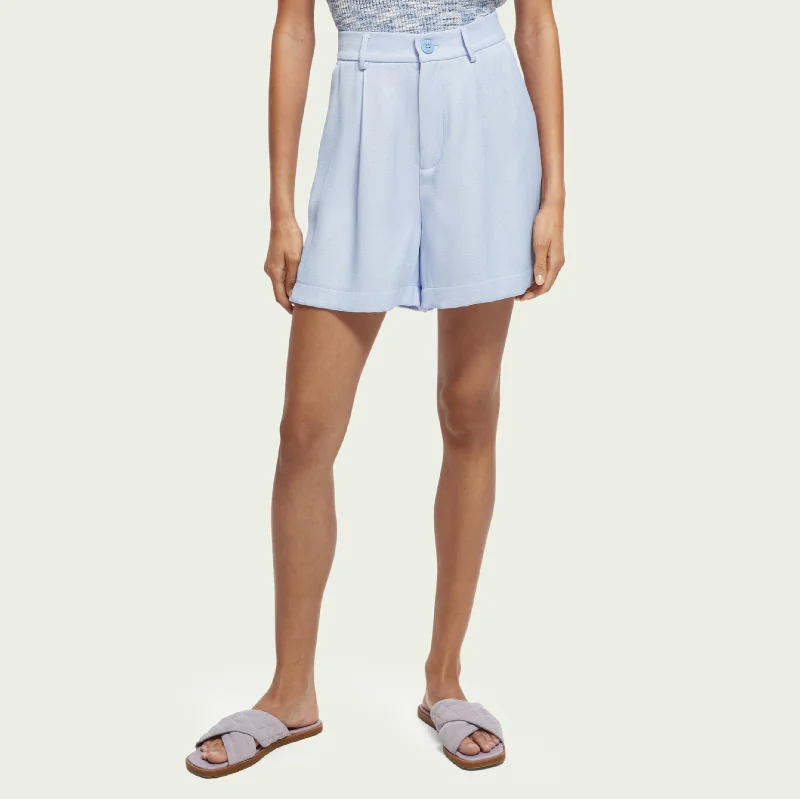 Best cargo shorts for women with a high-rise fit and utility pockets for functionality-High-Rise Tailored Shorts (Sky Blue)