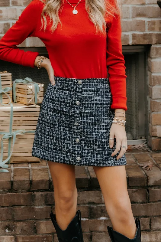 Casual Dresses for Everyday -Zoe Button Down Tweed Mini Skirt*