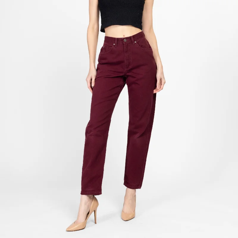 Bootcut Jeans for Flattering -XS 90s Maroon High Waisted Mom Jeans 25"