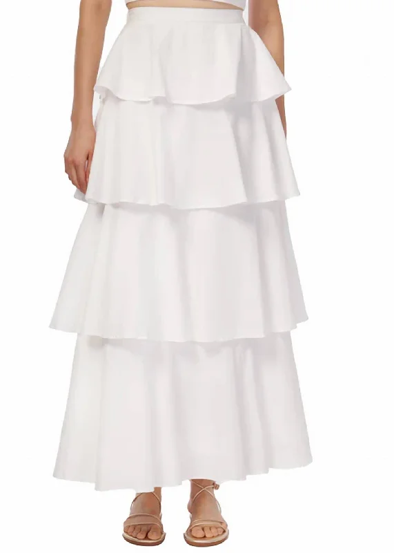 Gothic Dresses with Dark Tone -Terra Maxi Skirt In White