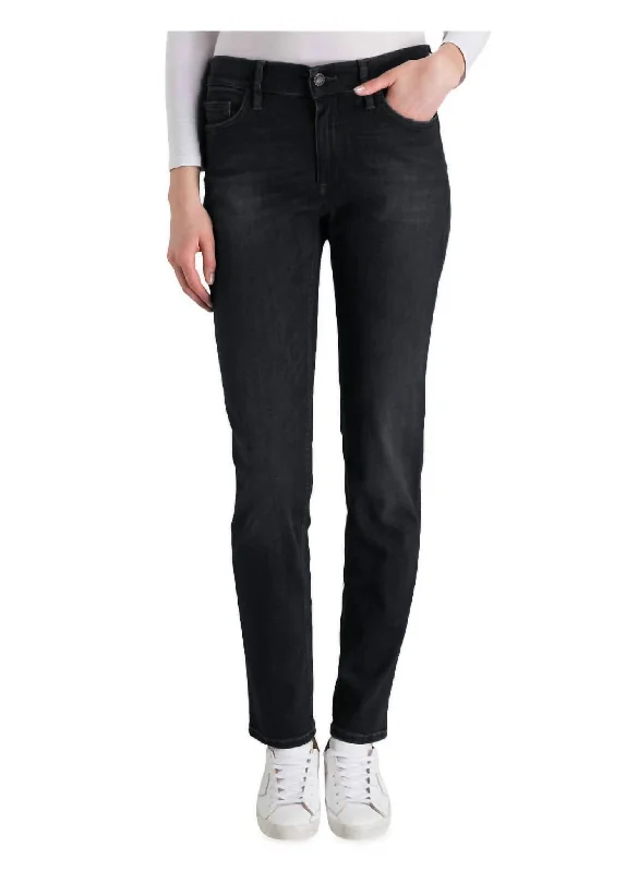 Black leather tight trousers for women with sleek, glossy finish for night out -Vic 7/8 Black Jeans