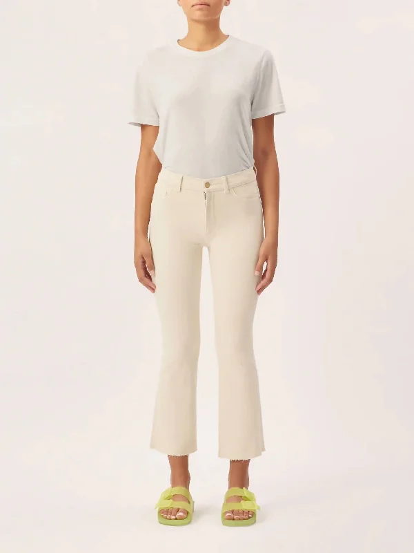 Stretchy tight trousers for women with soft fabric and flexible fit -Bridget Boot High Rise Instasculpt Crop Jean In Parchment