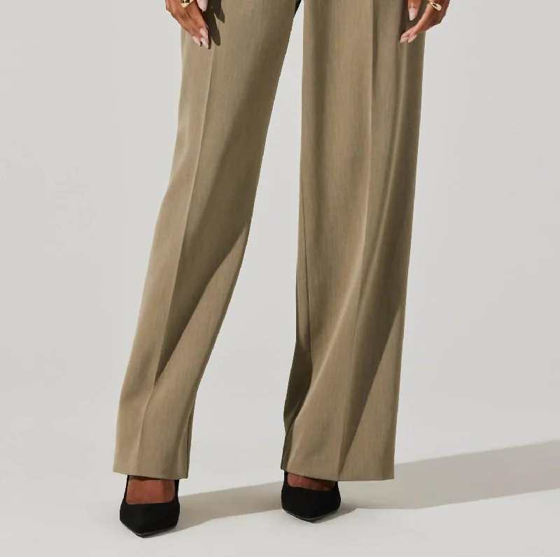 Straight-leg tight trousers for men with sharp crease and streamlined design -Faria High Waisted Trouser Pant In Cedar