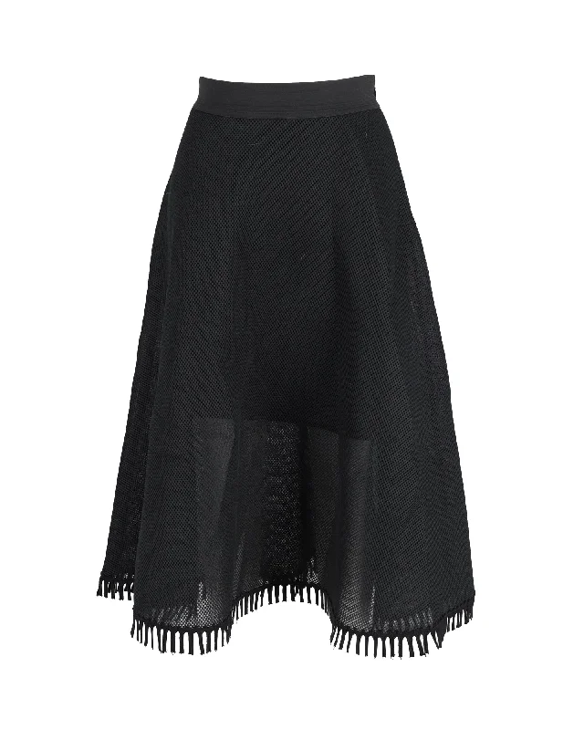 Beaded Dresses for Glamour -DKNY Mesh Midi Skirt in Black Polyester