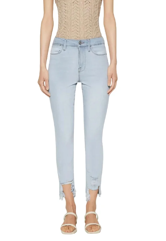 Tapered tight trousers for women with ankle-length fit and minimalist style -Le High Skinny Crop Jeans In Division Chew