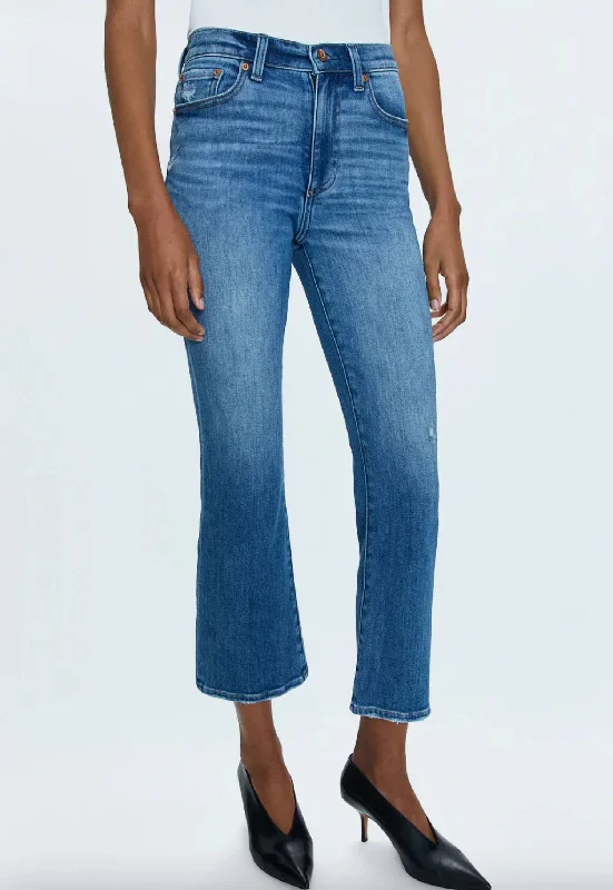 High-waisted tight trousers for women with flare leg and retro aesthetic -Lennon High Rise Crop Boot Jeans In Fling Vintage