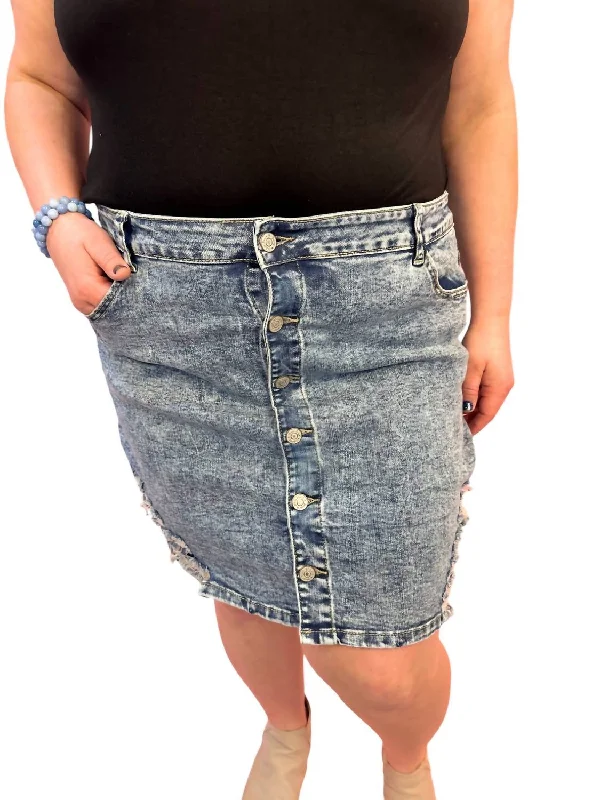 Animal Print Dresses for Fun -High Waisted Denim Skirt In Acid Wash