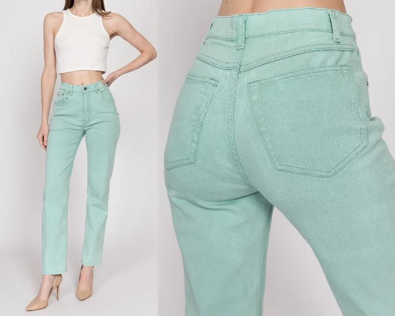 Back Pocket Jeans for Design -Small 90s Mint Green High Waisted Jeans 26"-28"