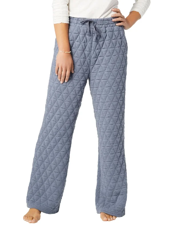 Tight trousers for women with decorative buttons and flattering silhouette for day wear -Cute Quilt Bottom Pant In Blue