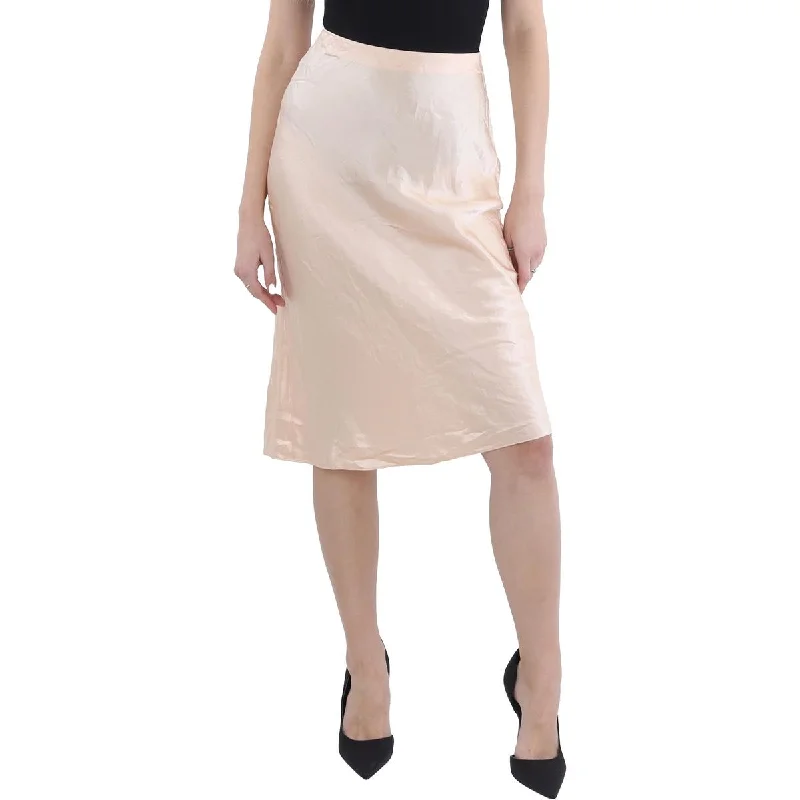 Beige Dresses for Neutral -Womens Satin Slip Party Midi Skirt