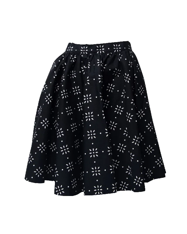 Anniversary Dresses for Special -MSGM Skater A-line Skirt in Black Cotton