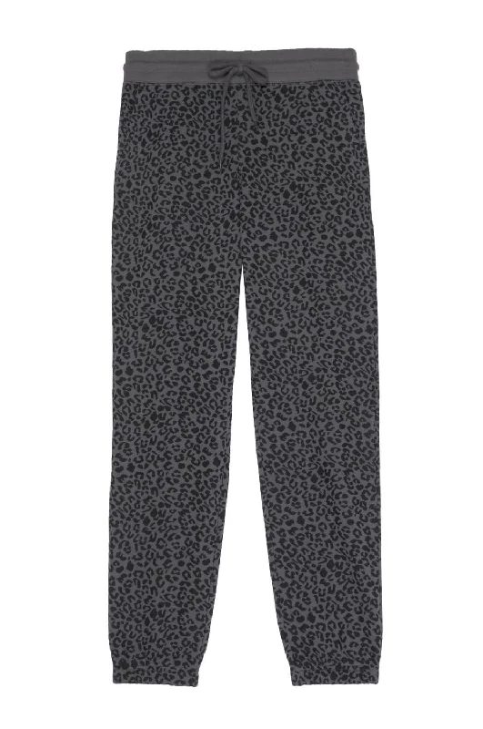 Black tight trousers for women with sleek design and versatile styling options -Women's Kingston In Charcoal Mini Cheetah