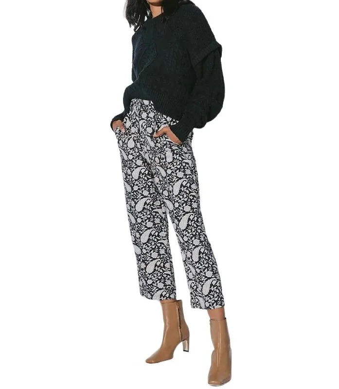 Boho-inspired tight trousers for women with earthy tones and relaxed fit -Dana Trouser In Paisley