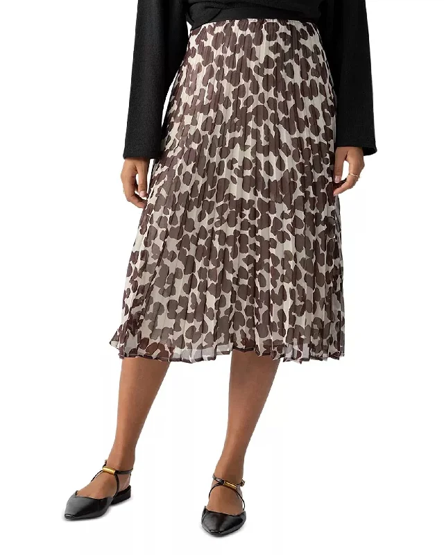 Anniversary Dresses for Special -New Pleated Midi Skirt In Chocolate Spots