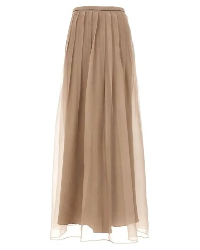 Silk Dresses for Luxurious -Women's Monili Layers Maxi Skirt In Dark Natural