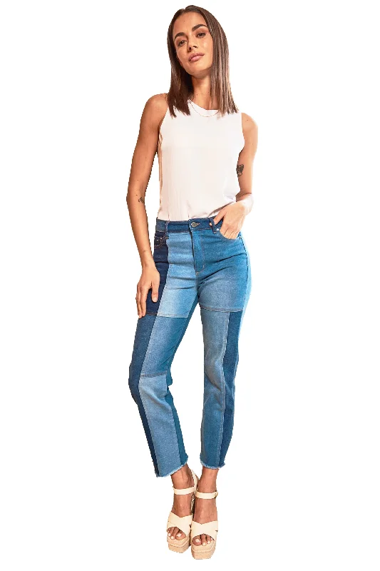 Flare Jeans for Retro Vibe -Weekender - Patch Work Jean With Fray Hems