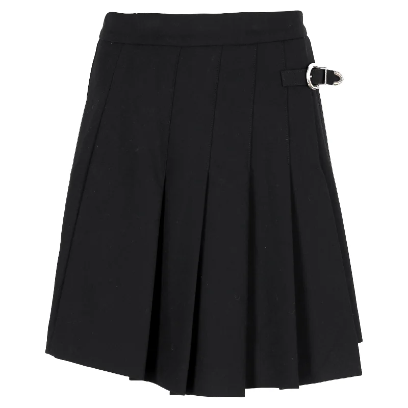 Mini Dresses for Youthful Look -Maje Pleated Mini Asymmetrical Skirt in Black Wool