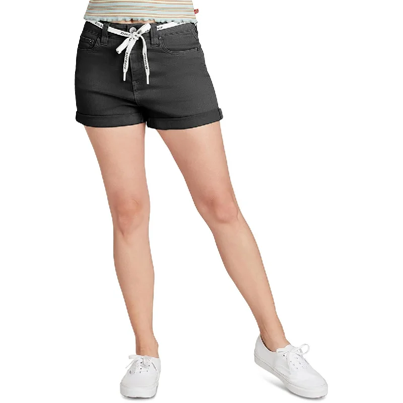 Best athletic shorts for women with a compression fit and breathable material for comfort-Dickies Womens Juniors High Rise Rolled Denim Shorts