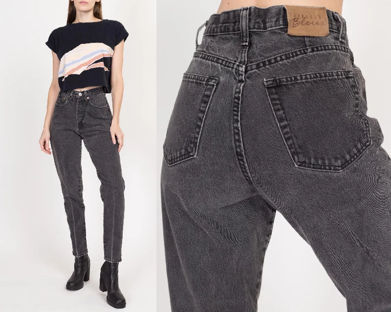 Blue Jeans for Everyday Wear -Small 90s Faded Black High Waisted Jeans 27"