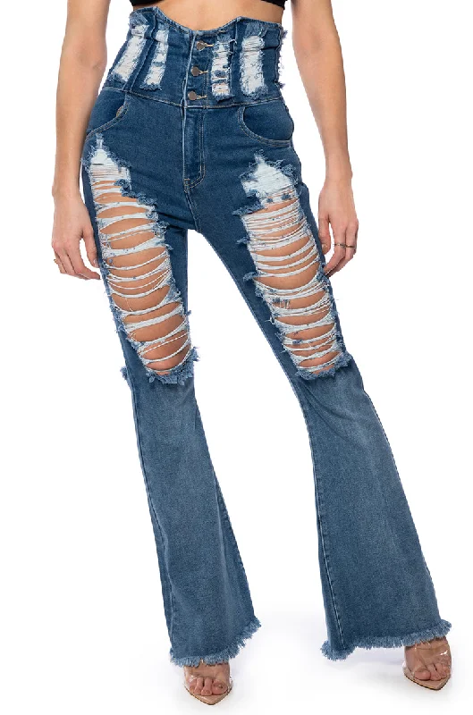 Stretch Jeans for Flexibility -TAKE ME OUT UNDER BUST DENIM JEAN